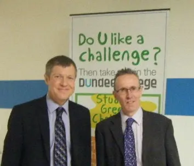 Willie Rennie MSP with Cllr Fraser Macpherson at Dundee College