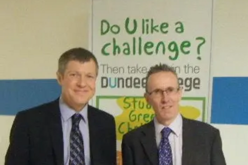 Willie Rennie MSP with Cllr Fraser Macpherson at Dundee College