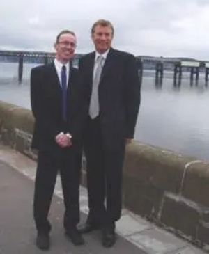 Nicol Stephen MSP with Cllr Fraser Macpherson pictured in Dundee's West End