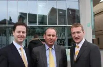 John Barnett with Nick Clegg and Tavish Scott