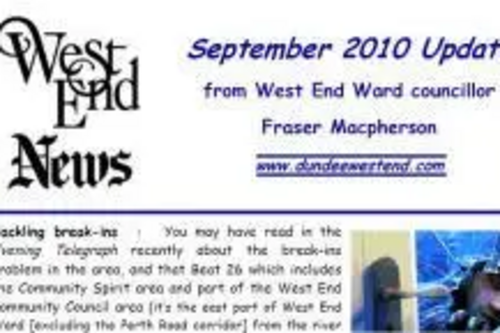 Cllr Fraser Macpherson's September 2010 Update to West End Community Council