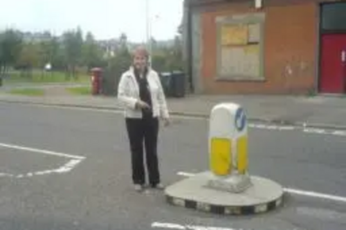 Cllr Helen Dick at Strathmartine Road near the Strathmartine Court sheltered housing complex