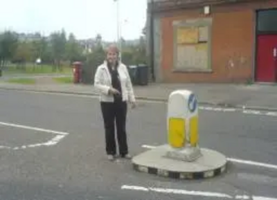 Cllr Helen Dick at Strathmartine Road near the Strathmartine Court sheltered housing complex