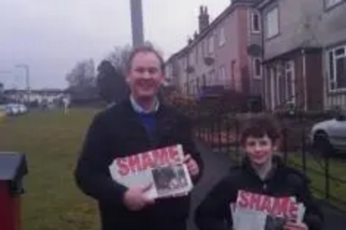 John Barnett and son Rory campaigning in St Mary's